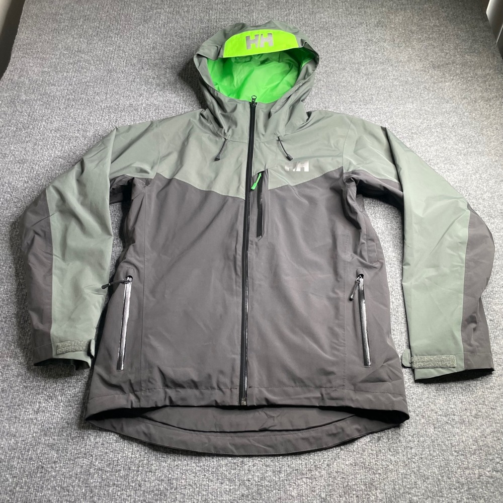 Helly Hansen Helly Tech Performance Jacket Mens Small Grey Green Ski Shell